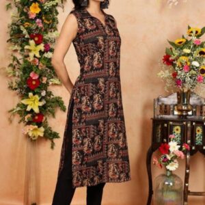 indie chic black & white paisley print strappy tunic | sleeveless cotton block print kurti